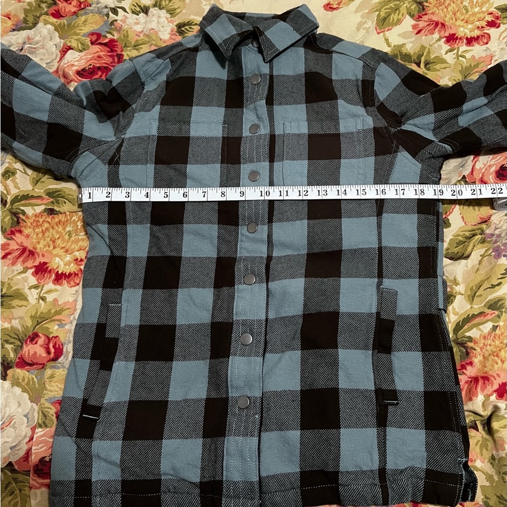 Duluth Trading Company Fleece Lined Plaid Flannel Snap Button Jacket Size XS